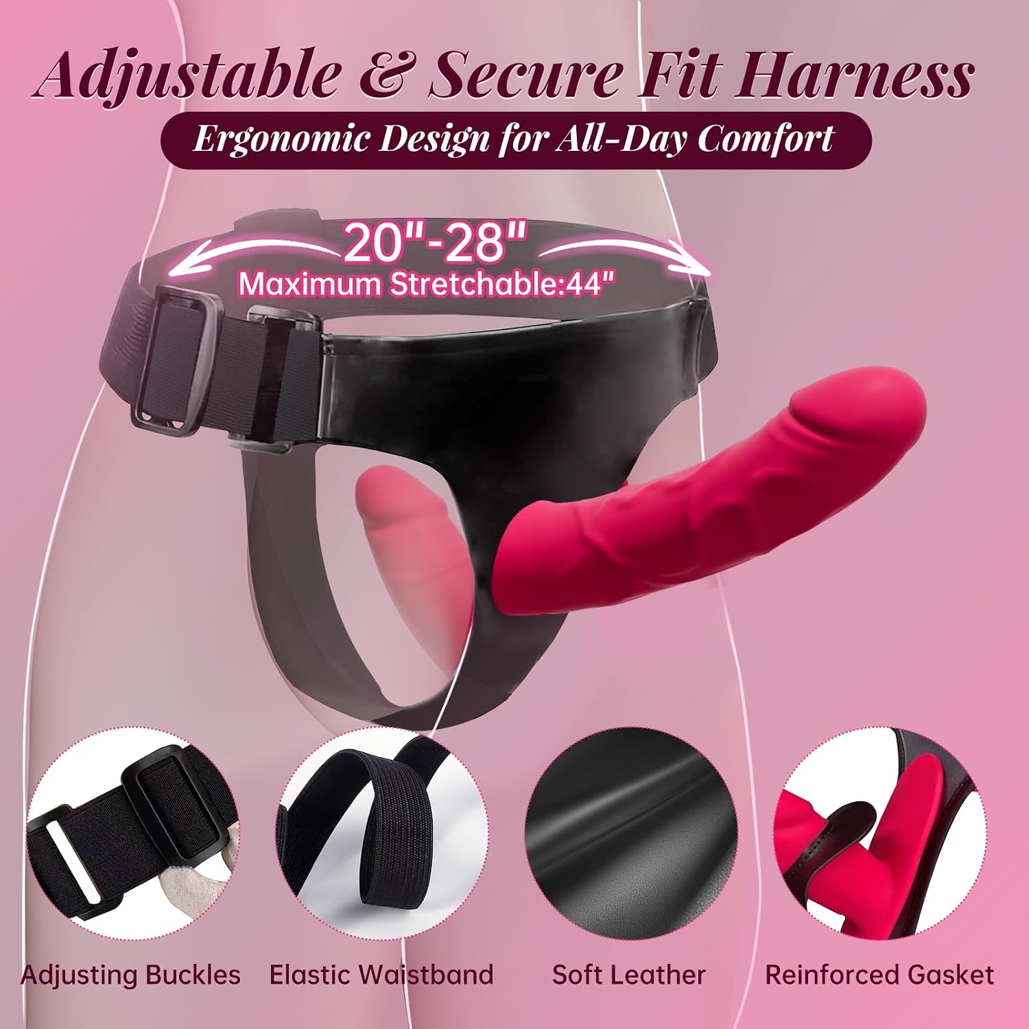 Strap On Dildo Women Sex Toys - Vibrating Double Dildo with Harness, APP Remote Controlled Wearable Strapon Vibrator Lesbian Sex Toys for Couples, Silicone G-Spot Stimulator Pegging Kit