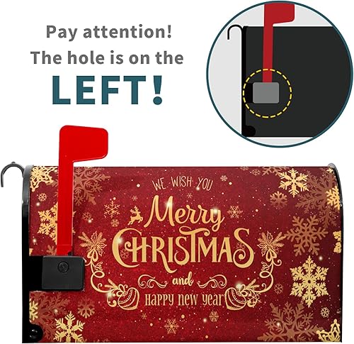 Miniatura 2 de Funda magnética para buzón de Navidad, tamaño estándar de 18 x 21 pulgadas, diseño de copos de nieve de invierno, decoración de Navidad, fundas