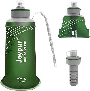 Botella Plegable de 650 ml con Filtro de 0.01µm, Filtro de Agua Portátil de 5000 Litros para Acampar y Senderismo, Purificador Personal de 100g Ultraligero para Mochila y Viajes, Verde