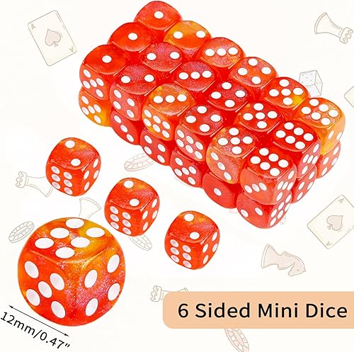 Miniatura 14 de Juego de 36 dados mini de 0.472 in, 6 caras, juego de dados con patrón de perlas, 6 dados estándar para Yahtzee, Bunco o enseñanza de matemáticas