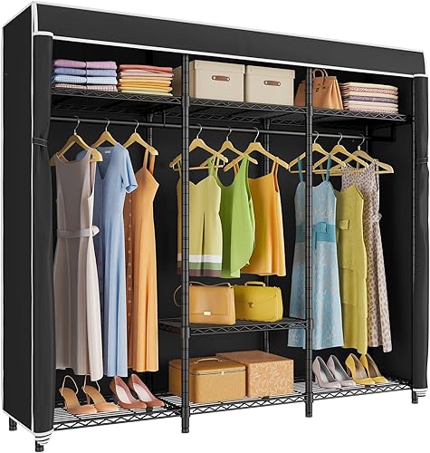 Miniatura 8 de VIPEK V30C Garment Rack with Cover Heavy Duty Portable Closet Covered Clothes Racks for Hanging Clothes, Clothing Rack with Wire Shelves, Storage