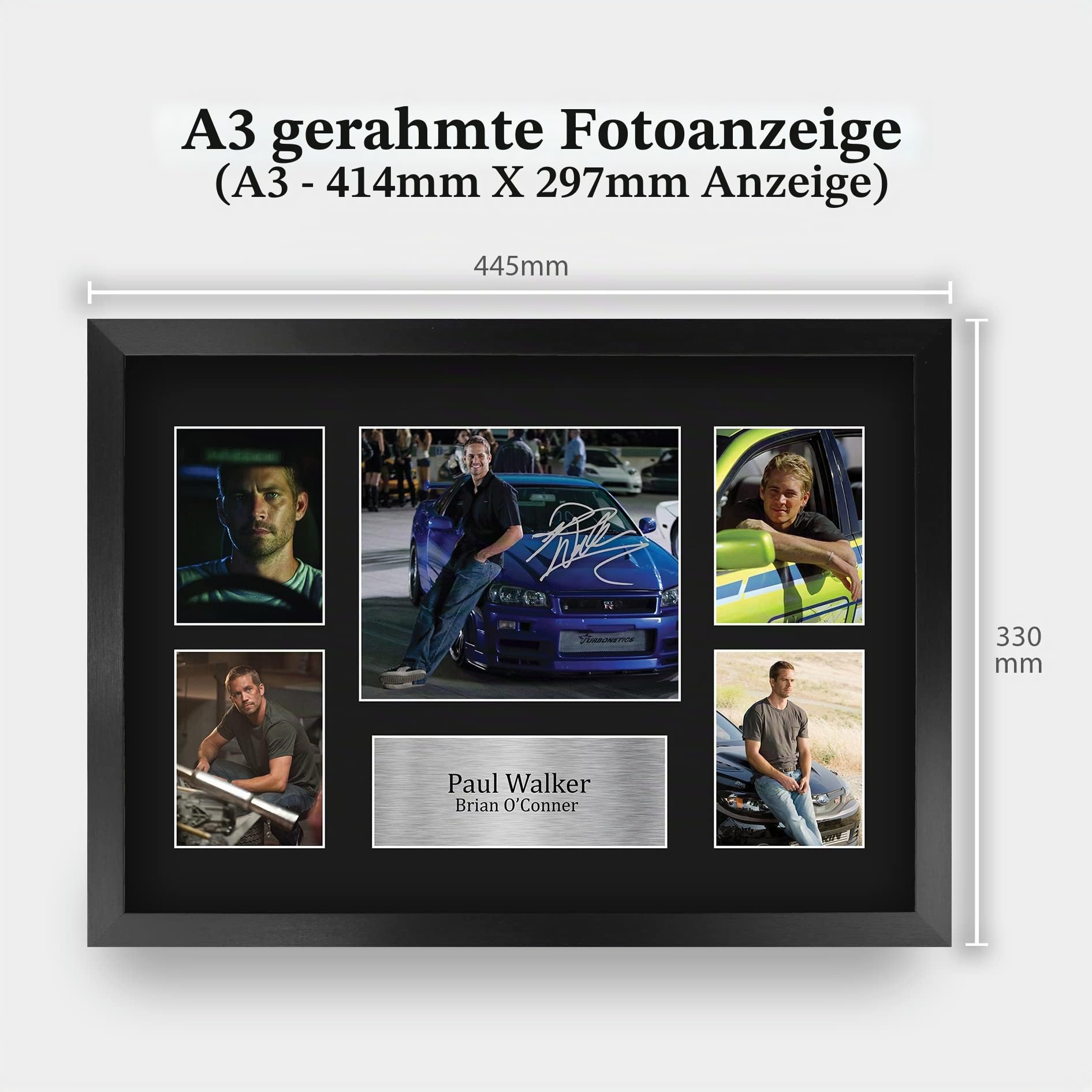 HWC Trading FR A3 Paul Walker Fast and Furious Geschenke Gedruckt, Signiert Autogramm Bild Display Für Film-Erinnerungsstücke-Fans - A3 Eingerahmt