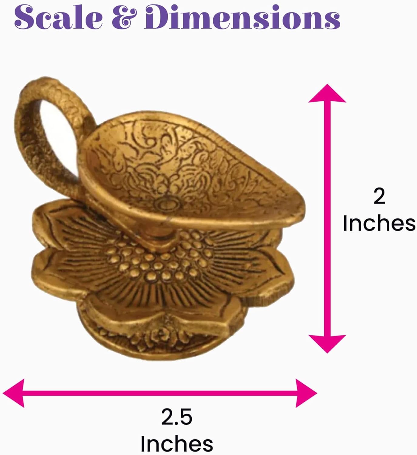 LoveNspire Lotus Brass Finish Diya Deepam Vilakku Samai Oil Lamps for Home Pooja Room Diwali Decor Mandir Temple Akhand Diya Indian Traditional Hindu Puja Religious Deepawali Housewarming Return Gifts