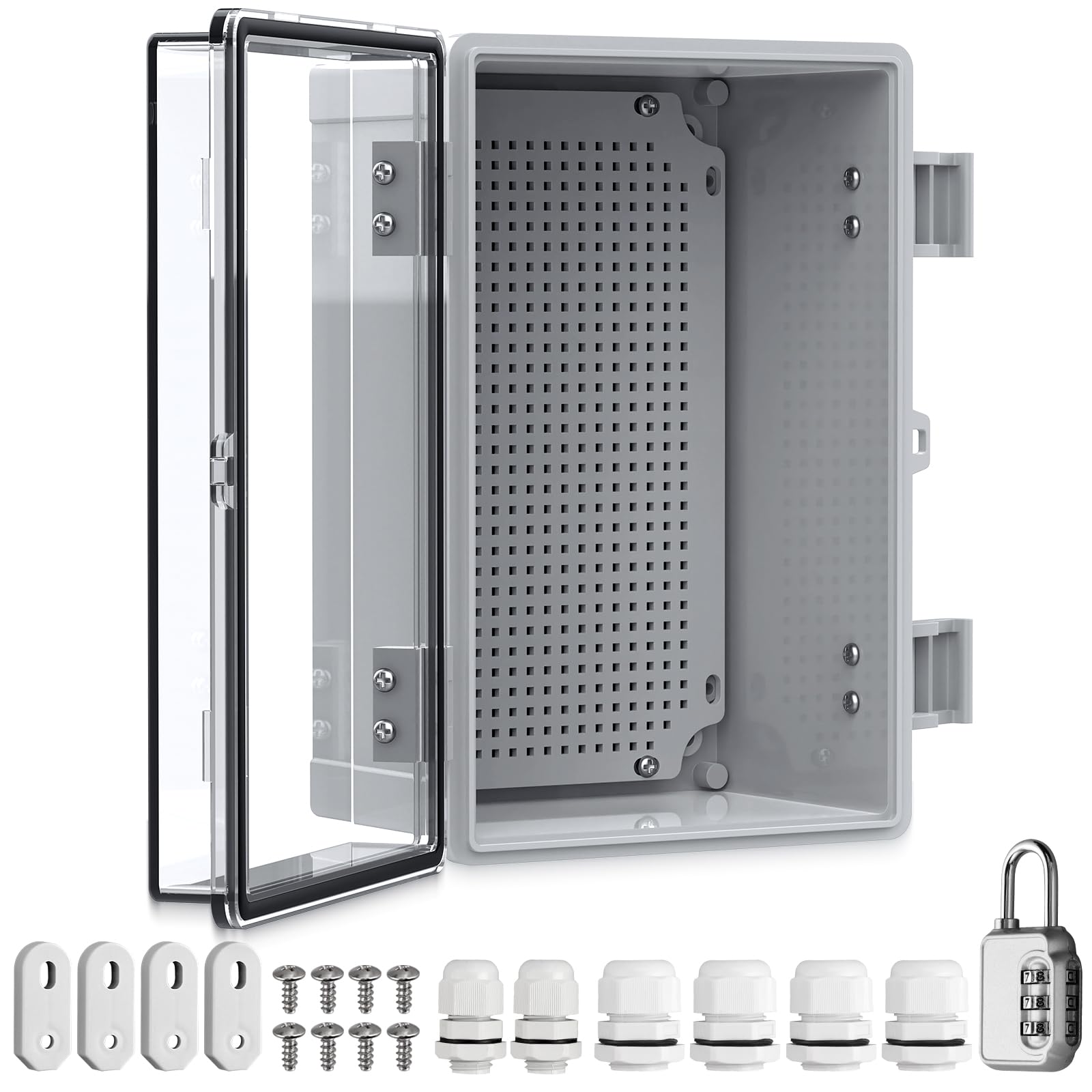 Kamtop Scatola Elettrica Impermeabile IP67 (Trasparente) 300x200x160mm - Protezione per Mobili Elettrici, Progetti Fai-da-te, Applicazioni Esterne