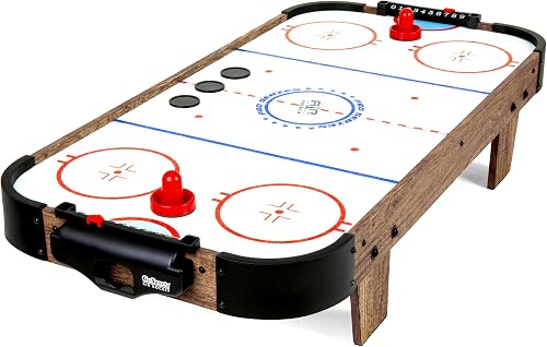 GoSports 40 Inch Table Top Air Hockey Game for Kids - Black or Oak - AC Powered Motor