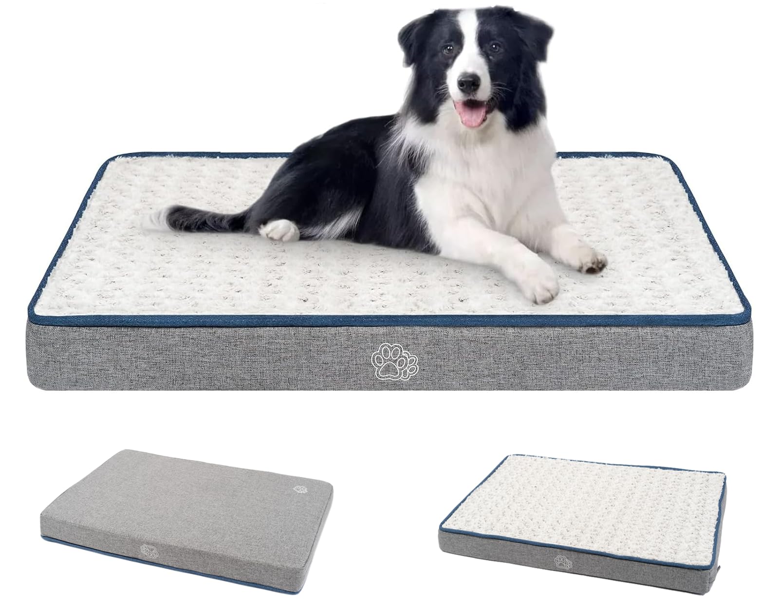 EMPSIGN Cama Perro Mascotas Impermeable Doble Cara (Cálido y Frío), Funda Extraíble Lavable a Máquina, Alfombrilla de Cama para Perros Grande para Dormir (Large, Gris)