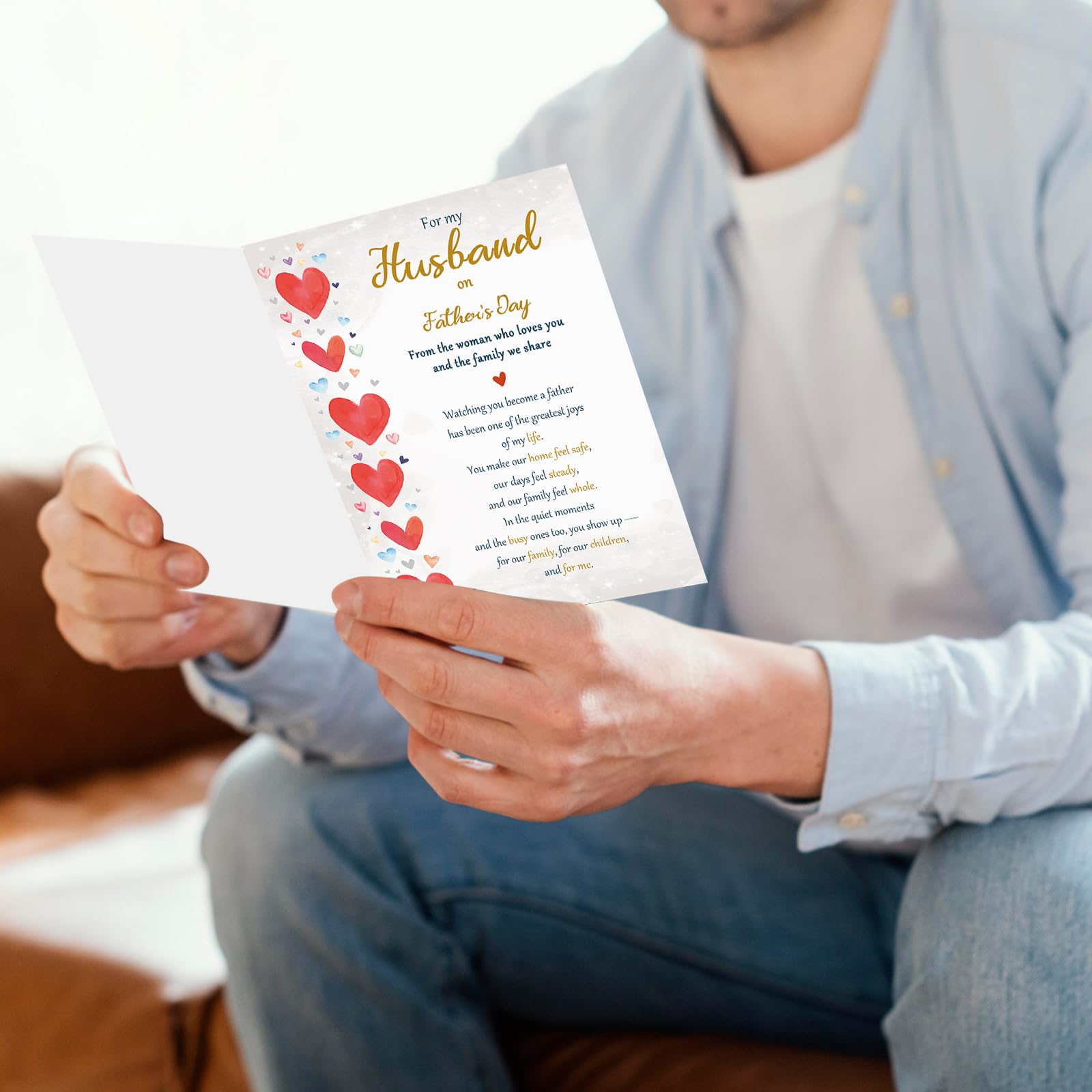 Beixian Biglietto per la festa del papà per marito da moglie, biglietto sentimentale per la festa del papà, biglietto romantico per papà dalla donna che ti ama, decorazione ricordo della famiglia per