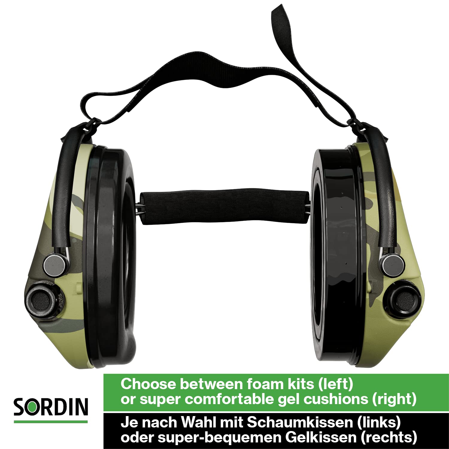 Sordin Pro-X Protezione dell'udito a capsula 76302-X-06-G-S - EN 352 - Cuscino in gel, laccetto per il collo & capsule nere