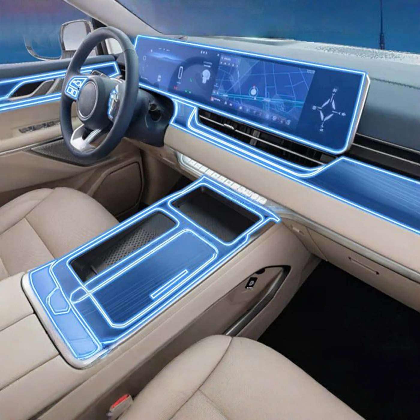 Car Interior Center Console Instrument Dashboard Protective Film Anti-Scratch Sticker, for GWM WEY 80 2024 Accessories