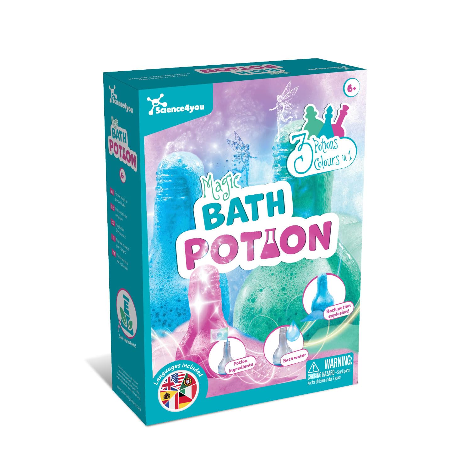 Science4you Bath Potions for Kids +6 – Potions Making Kit, Bath Bombs, Educational Science Kits: 3 Bath Experiments, Stem Toys, Cosmetic Gift Ideal to Birthday, Easter, Christmas for Girls Age 6 7 8+