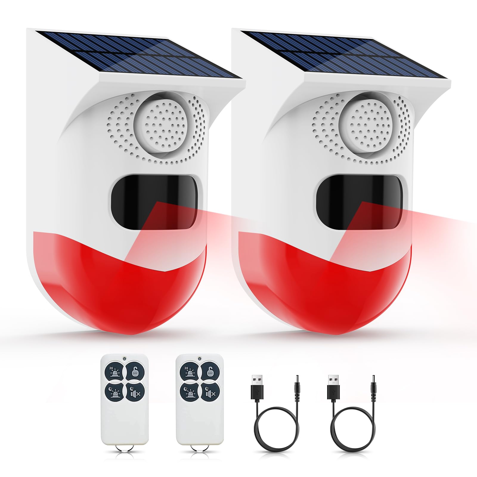 Lot de 2 détecteurs de mouvement solaires d'extérieur réglables IP65