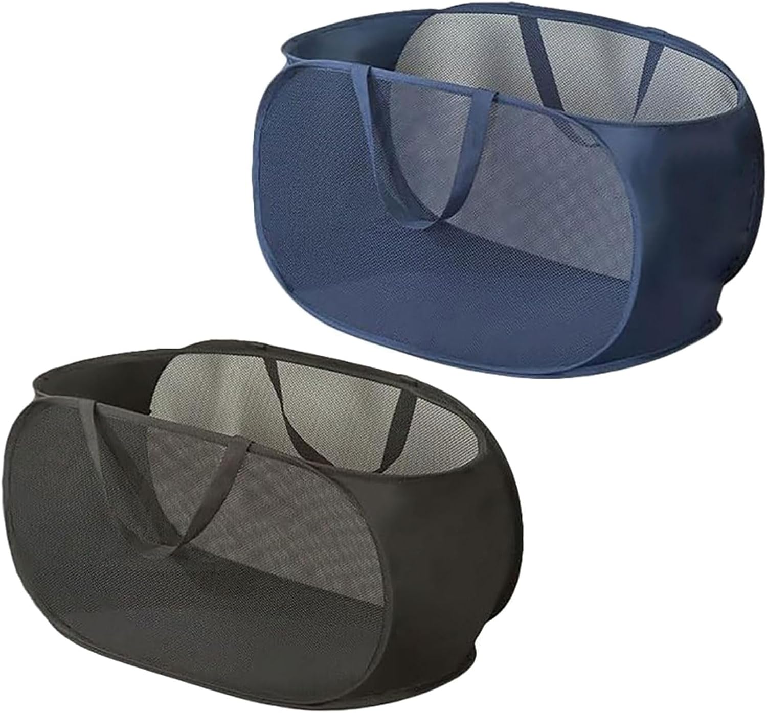 4 Piece Popup Mesh Laundry Basket Durable Handles Collapsible Laundry Baskets Folding Clothes Pastic Hamper for Laundry Room College Dorm (Black)