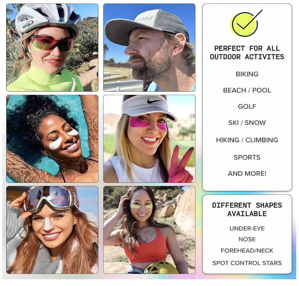 Miniatura 8 de Sun Patch, Parches hipoalergénicos con forma cuadrada para pantalla solar, 100% silicona con protección UV UPF-50, reutilizables, 1 paquete8