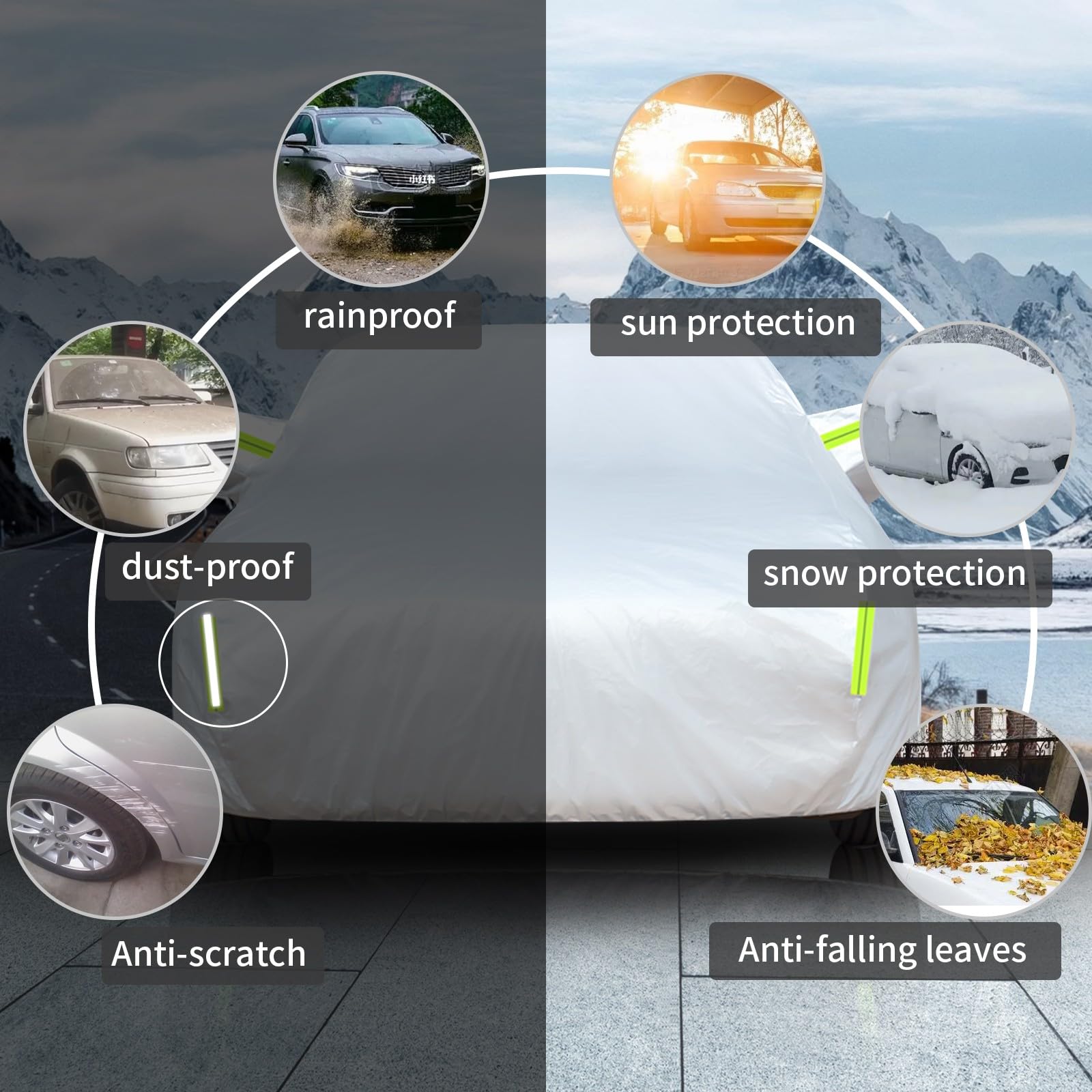 Bache Voiture Exterieur pour Ford Puma St/Puma ST-Line X/Puma Titanium Housse de Voiture,Housse Voiture Hiver Exterieur étanche,Housse de Protection Voiture Anti Grele avec Fermeture éclair(Color:Y,