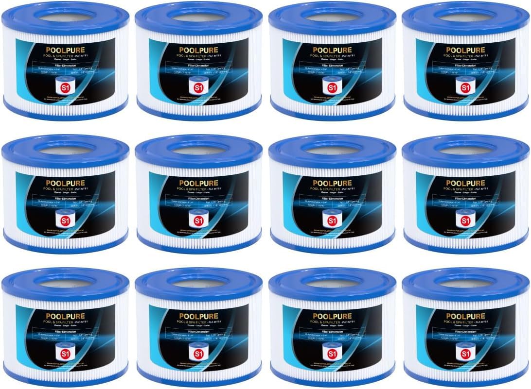 POOLPURE Biodegradowalne wkłady filtrujące Spa Typ S1, zestaw 12 sztuk, kompatybilne z PureSpa i Easy Set Basens, numer 11692