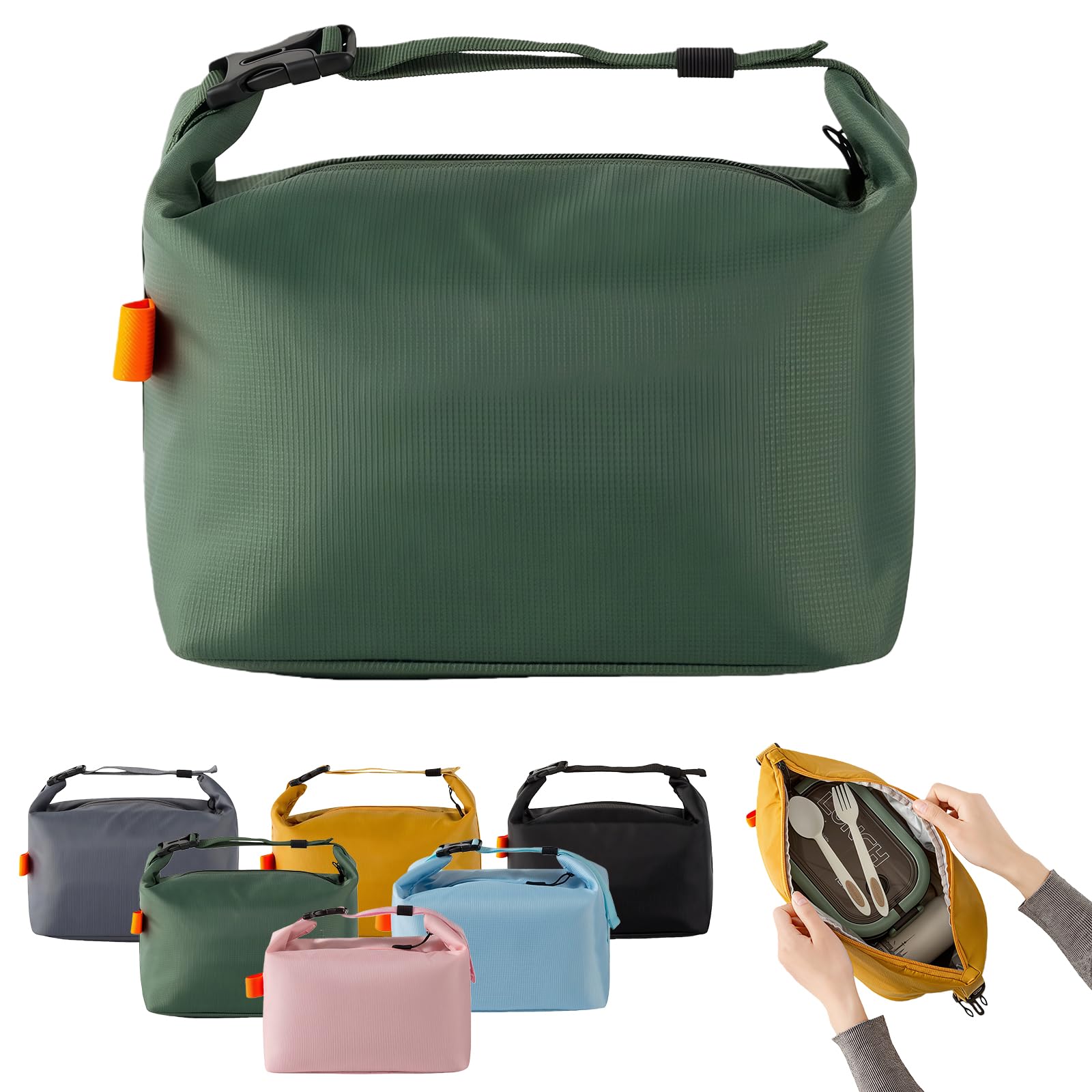 Lunch Bags for Women Men,Green Reusable Insulated Leakproof Lunch Box Tote Bag,Leak Proof Cooler Bag with Handle Cool Bags for Kids Girls Boys Adults Work School Picnic Travel Beach Lunchboxes