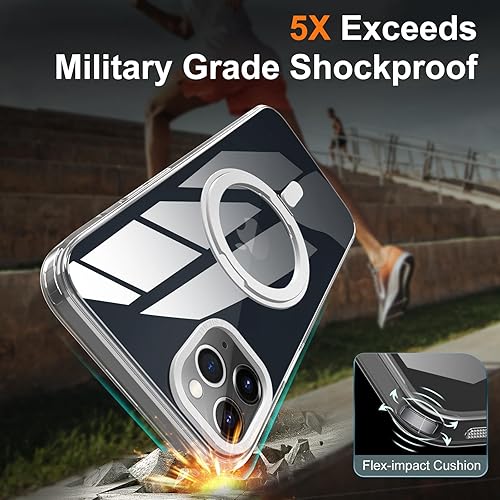 Miniatura 5 de STERKER Funda transparente con anillo giratorio de 360 para iPhone 11 Pro Max 2 protectores de pantalla compatible con Magsafe con soporte, soporte