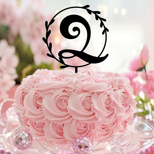 Miniatura 7 de Letra inicial W para tarta, corona de monograma, copa negra, decoración para tartas, flores, hojas de eucalipto, acrílico, negro, decoración de