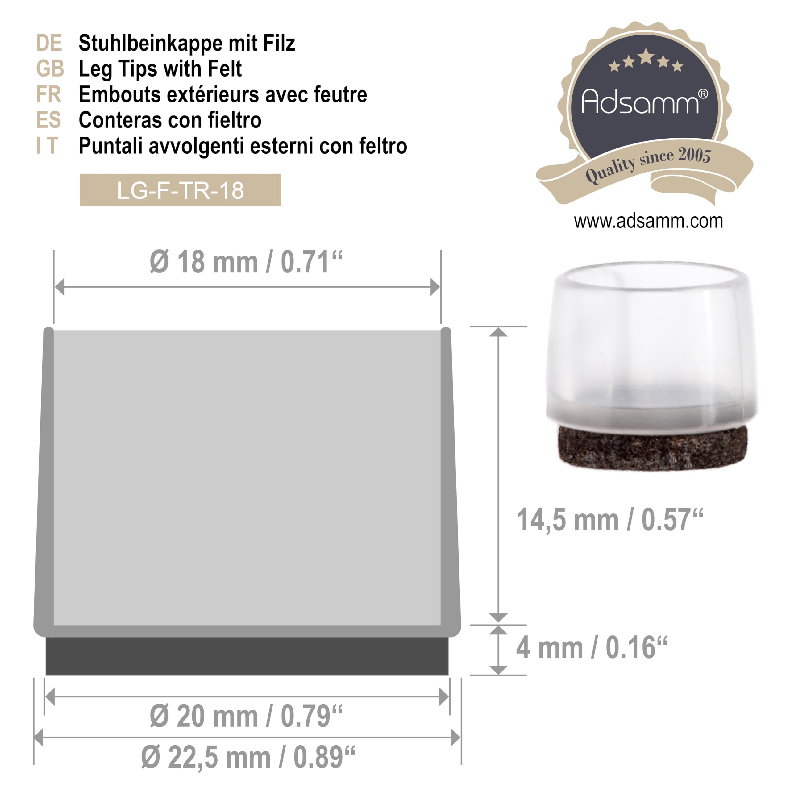 Adsamm® / 32 X Embouts Extérieur/transparent/ 17-18 Mm