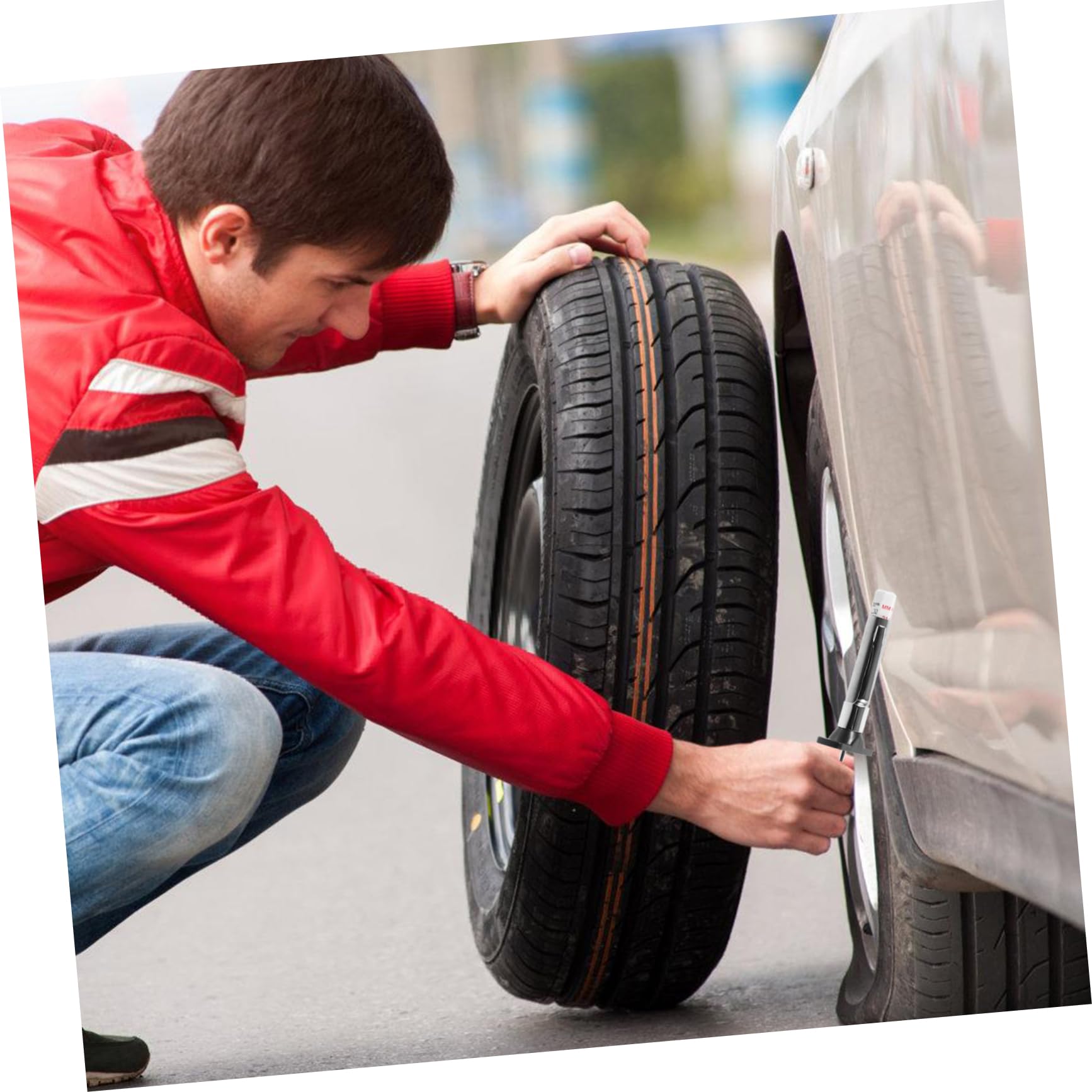 Alipis Tire Tread Depth Gauge Tool 0-25mm Depth Measurer for Car Tyres Lightweight Portable