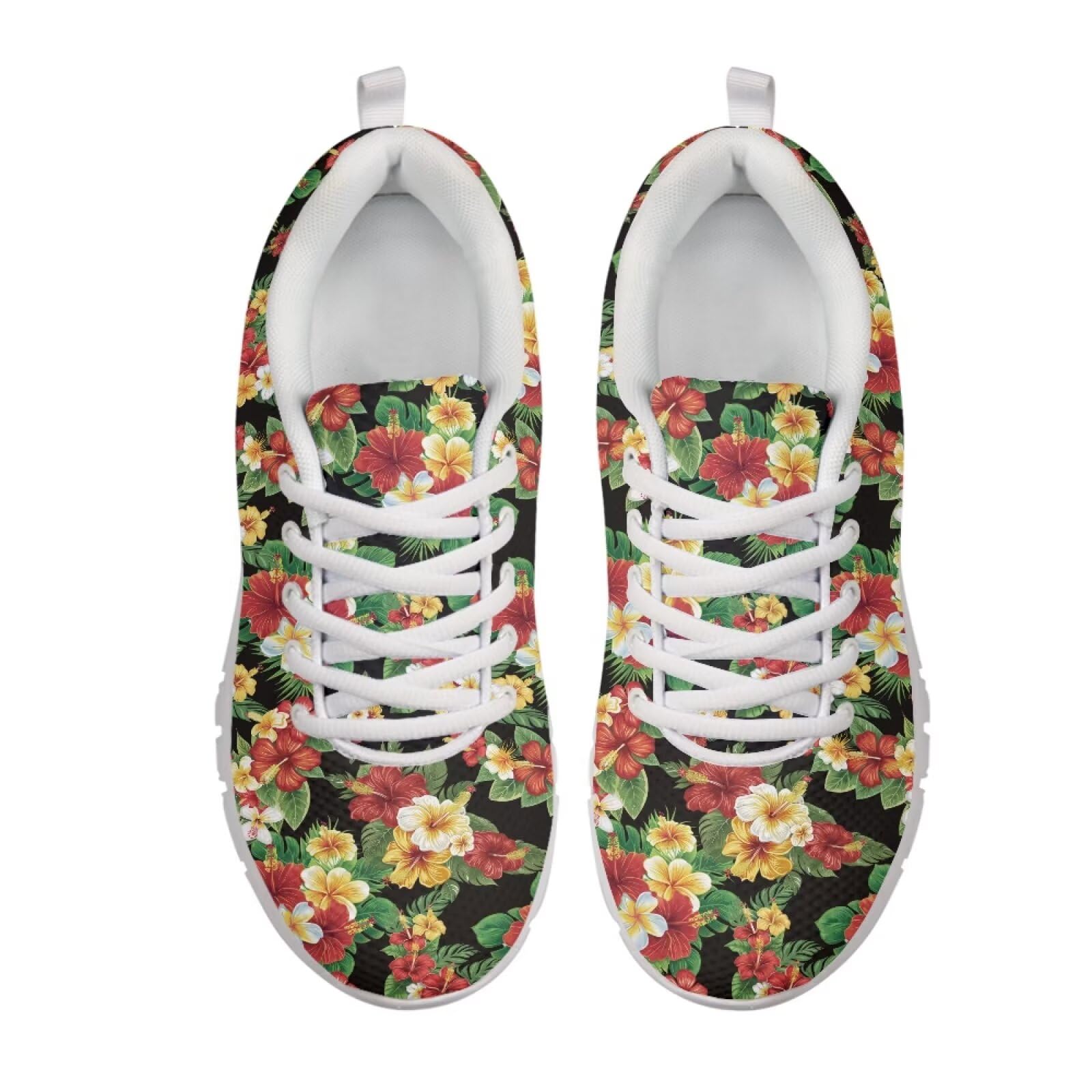 Męskie i damskie buty do chodzenia buty do biegania trampki do chodzenia sportowe buty do biegania, Tropikalny hibiskus kwiatowy, 42.5 EU
