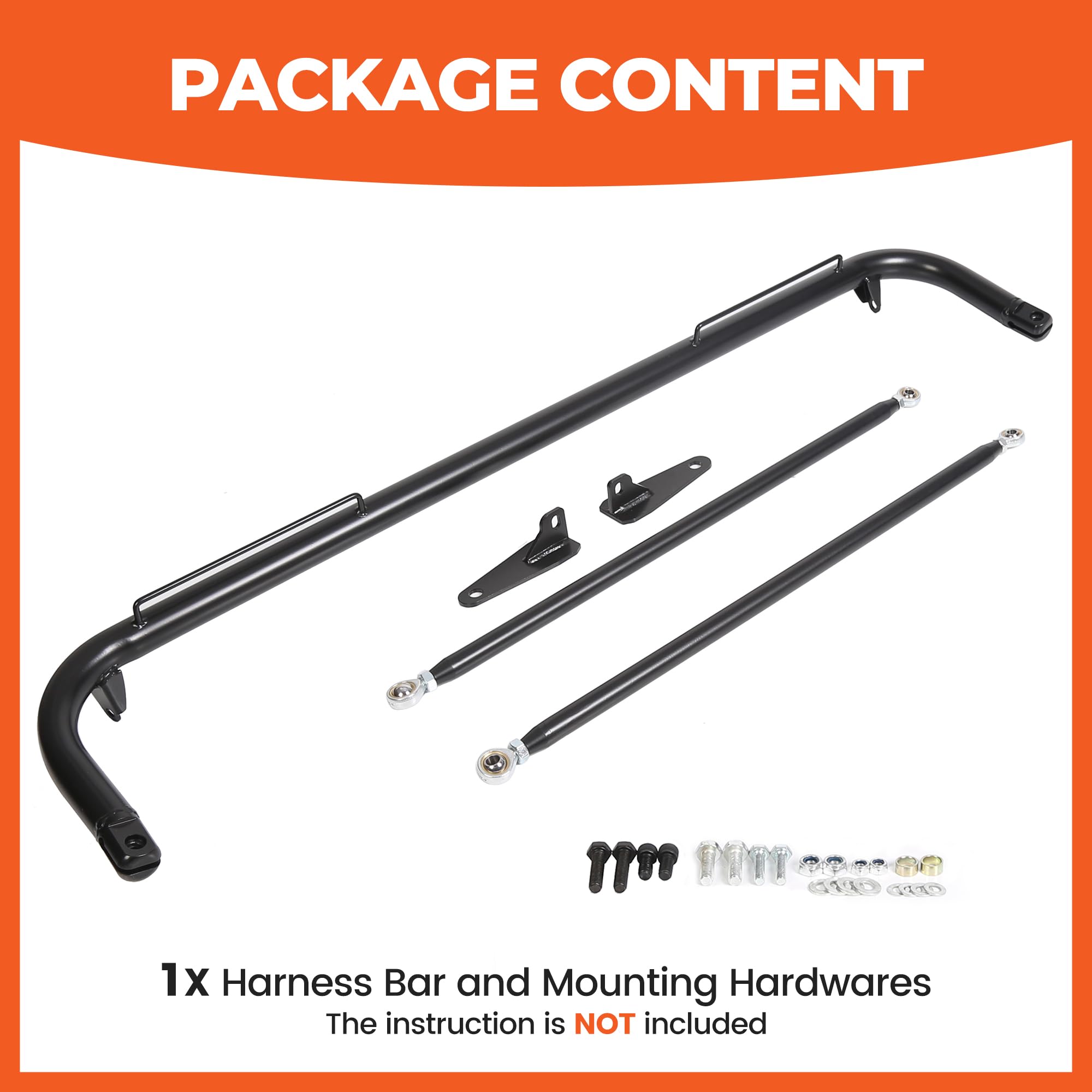 ECOTRIC 49 Harness Bar Compatible with 4-Point 5-Point 6-Point Seat Belts | Racing Safety Seat Belt Rod Compatible with Ford Honda Mitsubishi and more Universal; Black product thumbnail 5