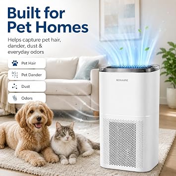 Bonaire Air Purifier for Home | for Rooms up to 1380 sqft | 3-in-1 HEPA13 Filter | Air Cleaner for Pets, Allergies Smoke & Dust | Air Purifier with Auto Mode | PM2.5 Sensor, WiFi | 27db Quiet | White
