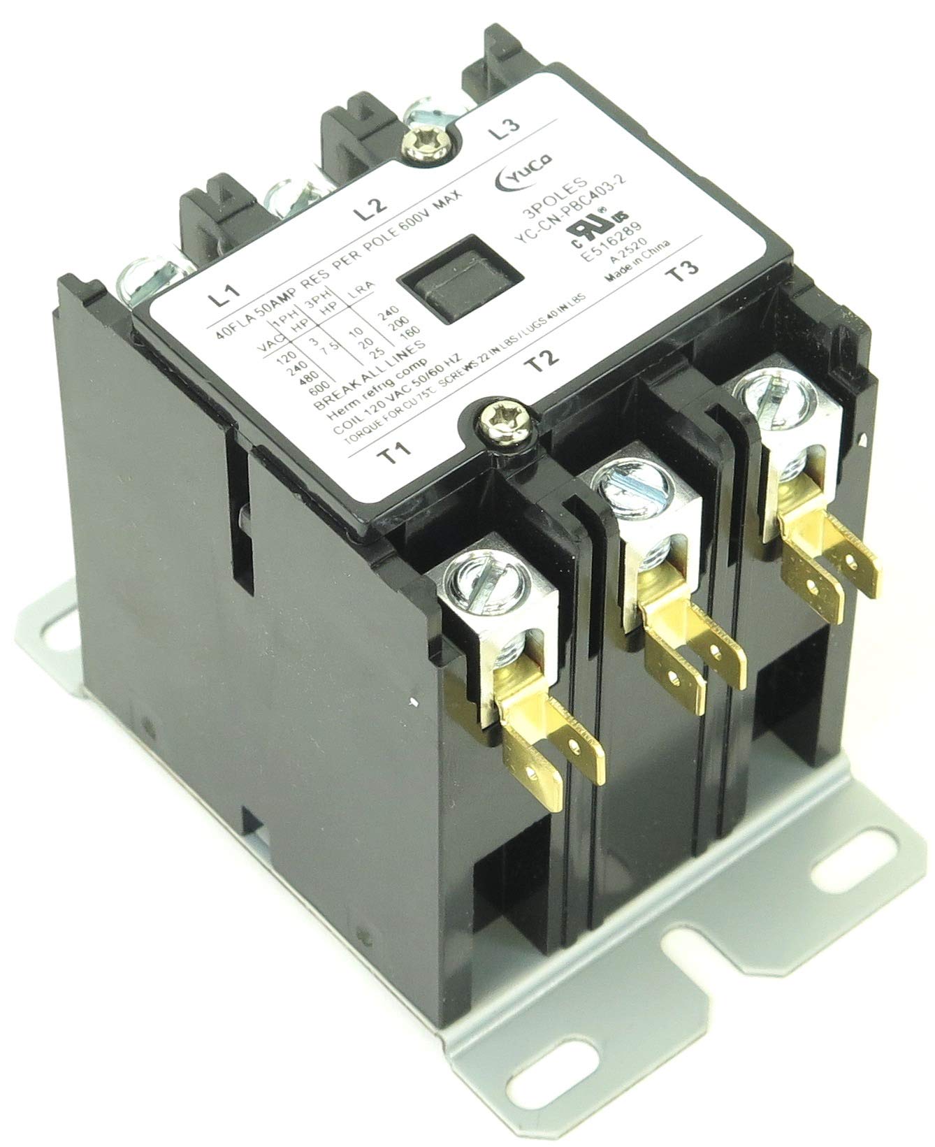 Yuco YC-CN-PBC403-2 3-Pole 40-Amp Definite Purpose Contactor 120V Coil