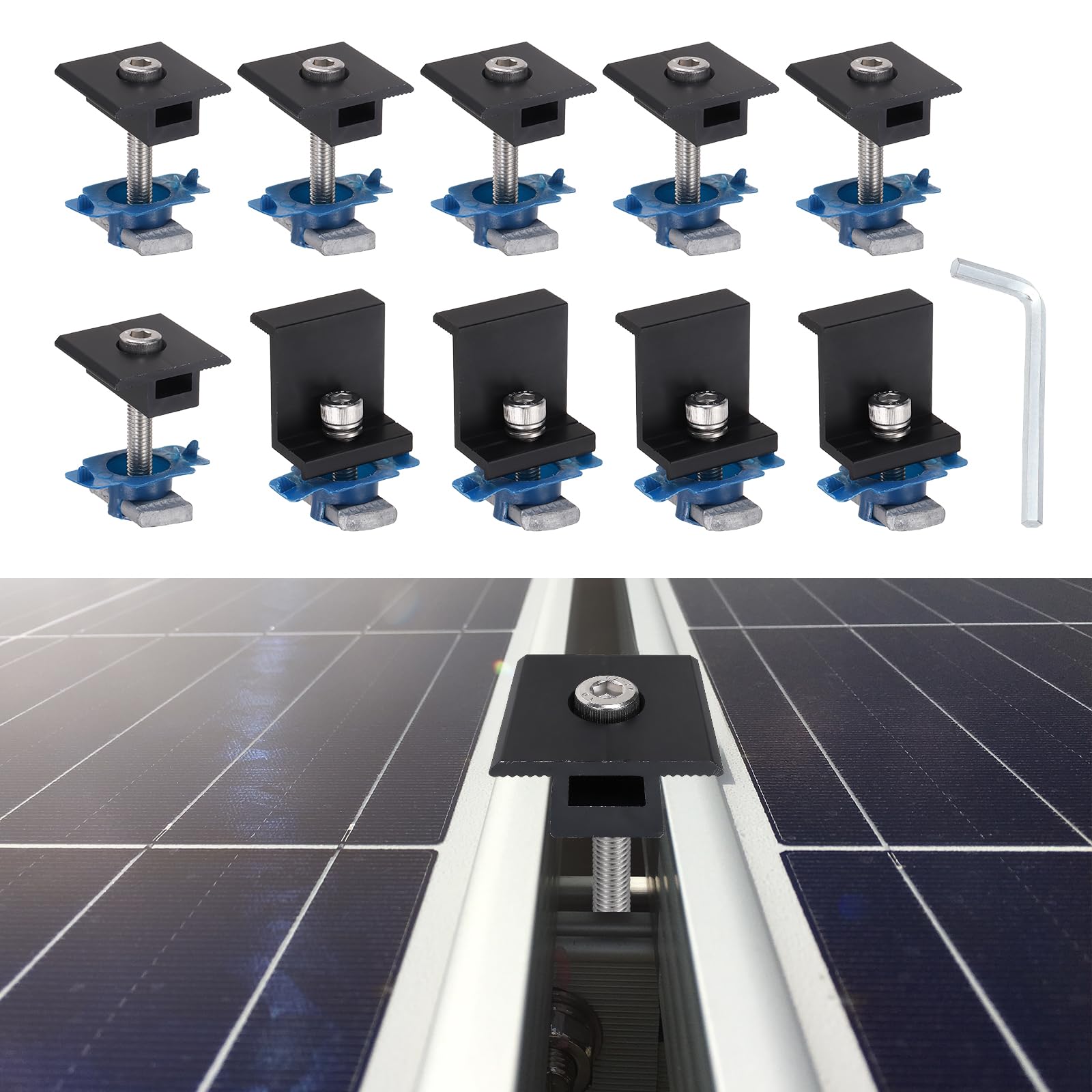 Soporte de panel solar de aleación de aluminio con abrazaderas de terminal de 40mm
