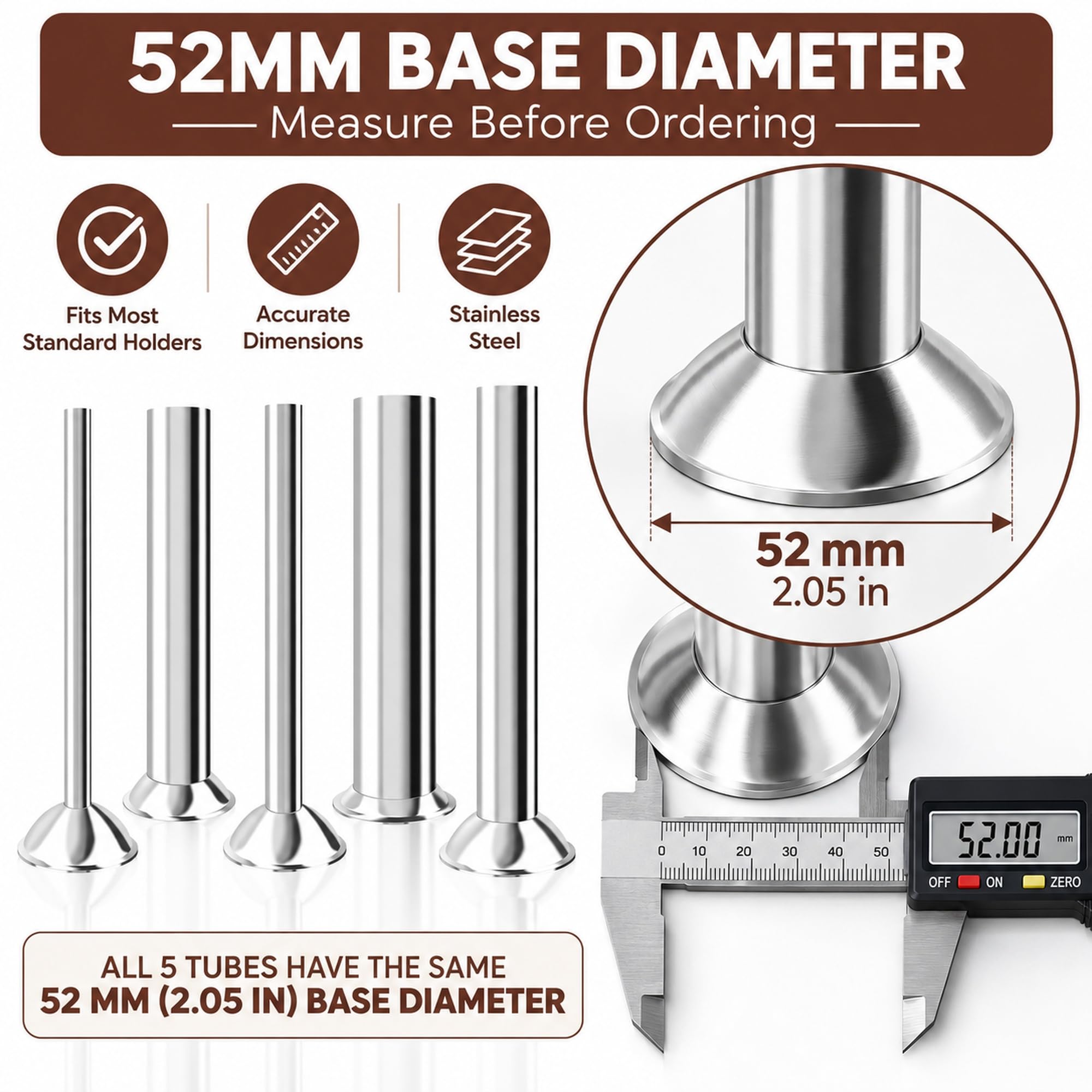 Stainless Steel Sausage Tubes - 5 Sizes -3