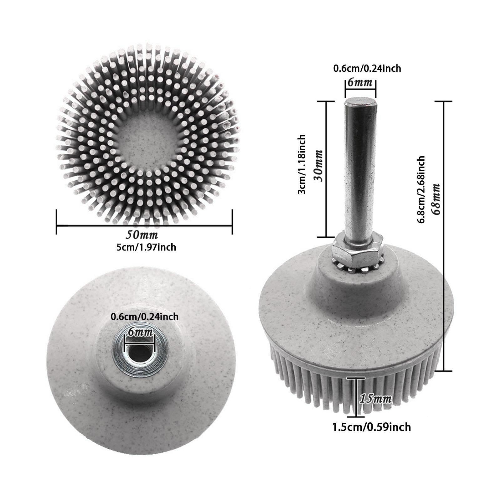 Whtkoph 2 inch Bristle Disc Rubber Abrasives Brush Drill Bristle Brush Disc Abrasives Coating Removal Disc, Gray
