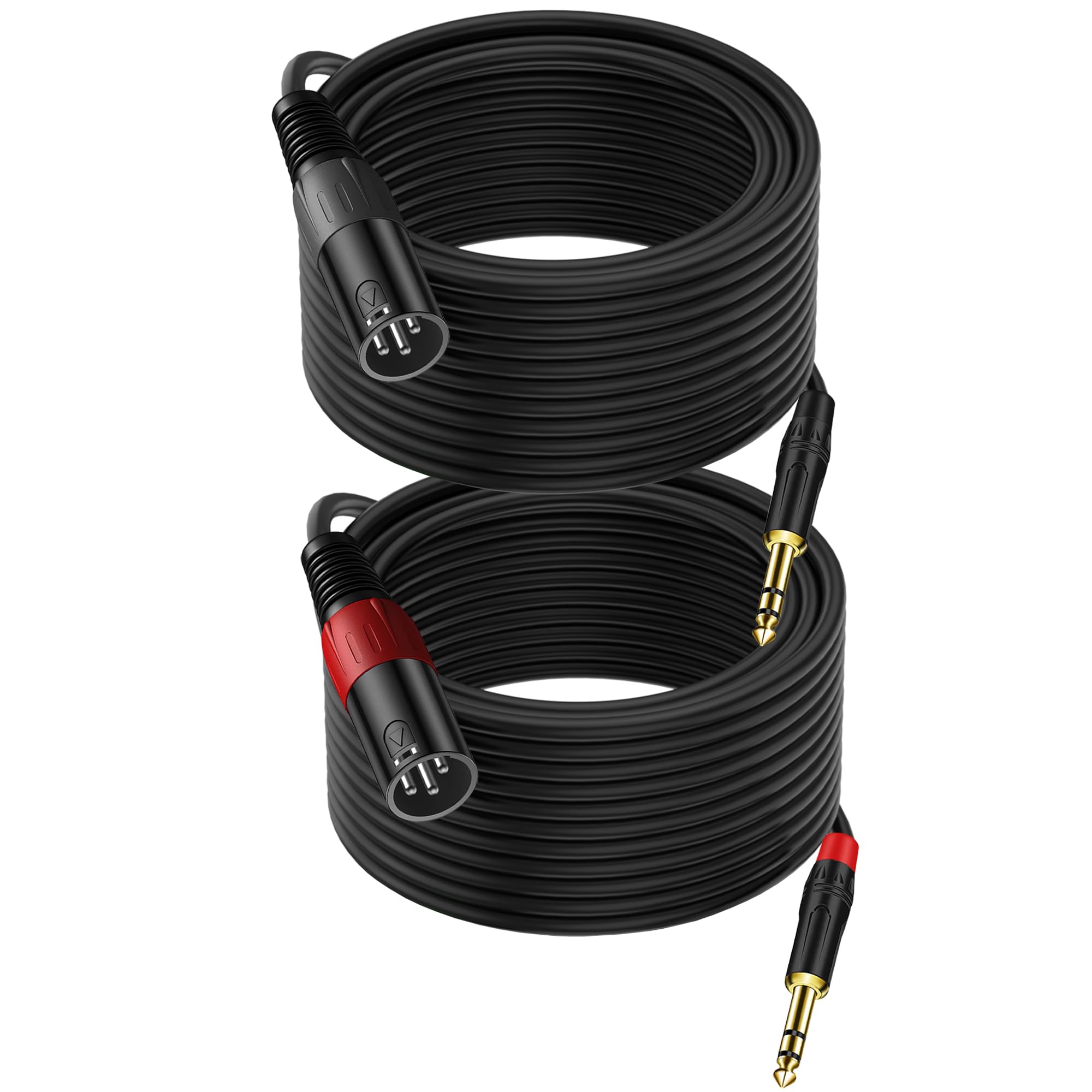 LanSenSu XLR auf 1/4 TRS Stereo-Adapter, XLR-Stecker auf 6,35 mm Stereo symmetrisches Mikrofon, Stereo-Audio-Konverter-Adapterkabel, 2 Stück, 15,2 m