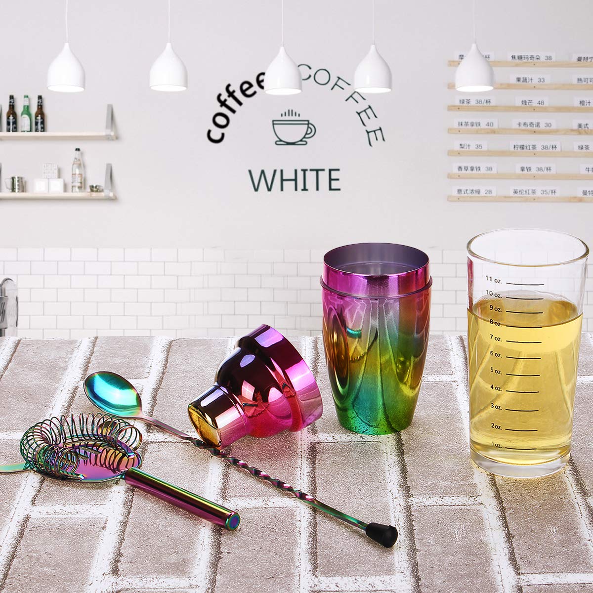 Conjunto De Barra De Barman Martini De Bebida De Coctelera De Cóctel De Acero Inoxidable De 11 Oz