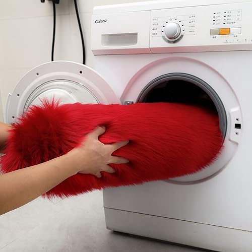 Miniatura 273 de Alfombra blanca de piel sintética de piel de oveja de 2 x 6 pies, alfombra mullida súper suave y esponjosa utilizada para dormitorio, suelo de Blanco