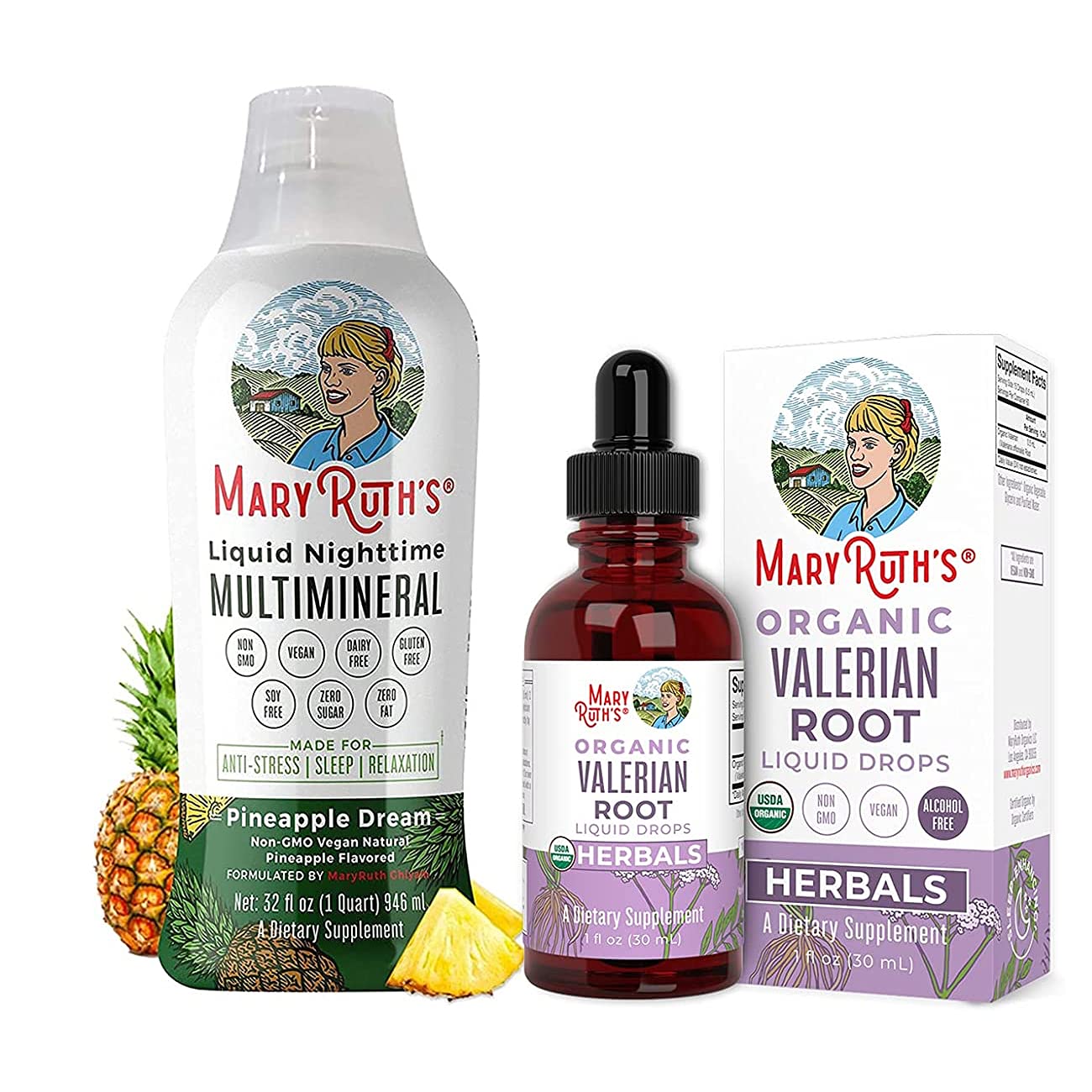 Liquid Sleep Multimineral & Valerian Root Herbal Bundle by MaryRuth's | Liquid Nighttime Multiminera