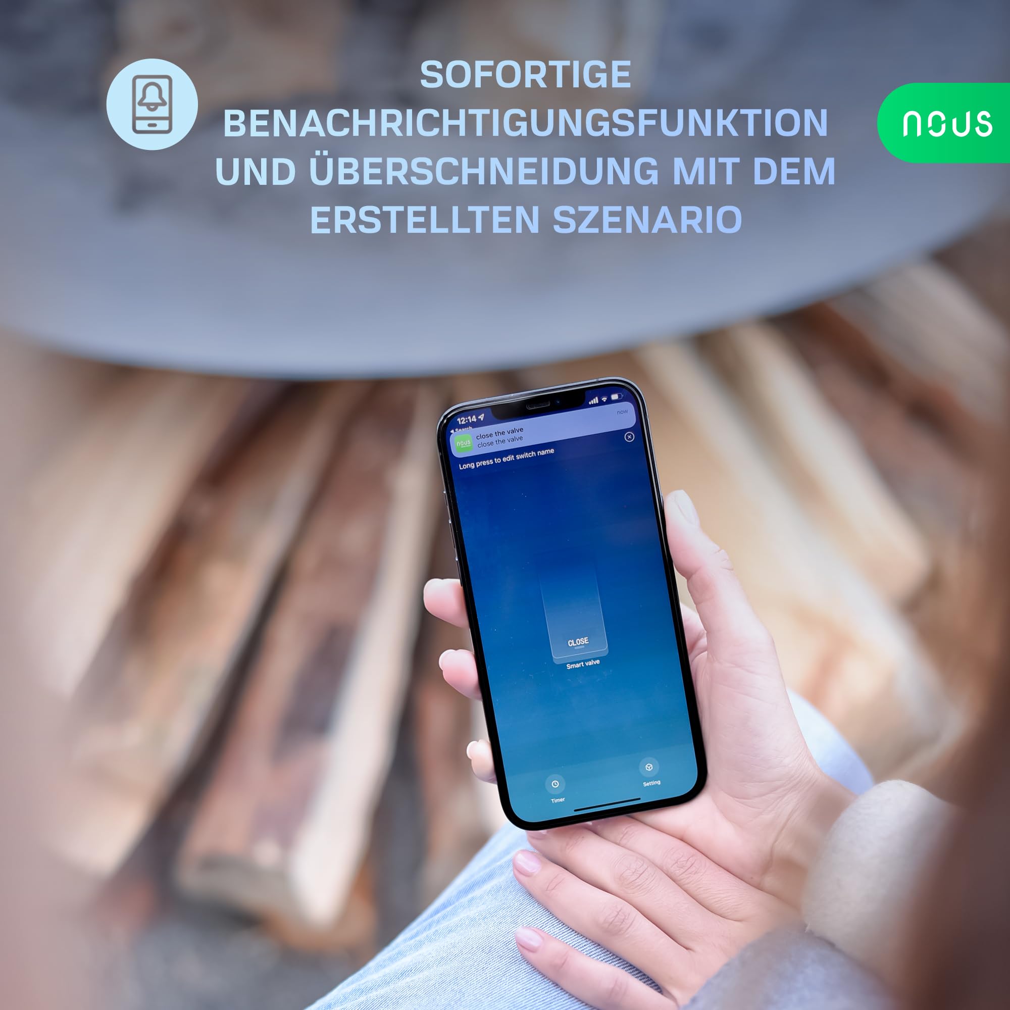 NOUS L3 Wifi Wasserventil elektrisch, Google Assistant, Amazon Alexa, Alexa kompatibel, NOUS Smart Home App, Life TUYA, Zeitschaltuhr Gartenbewässerung Smart, Wasserventil WLAN, Only 2.4 GHz WiFi Red