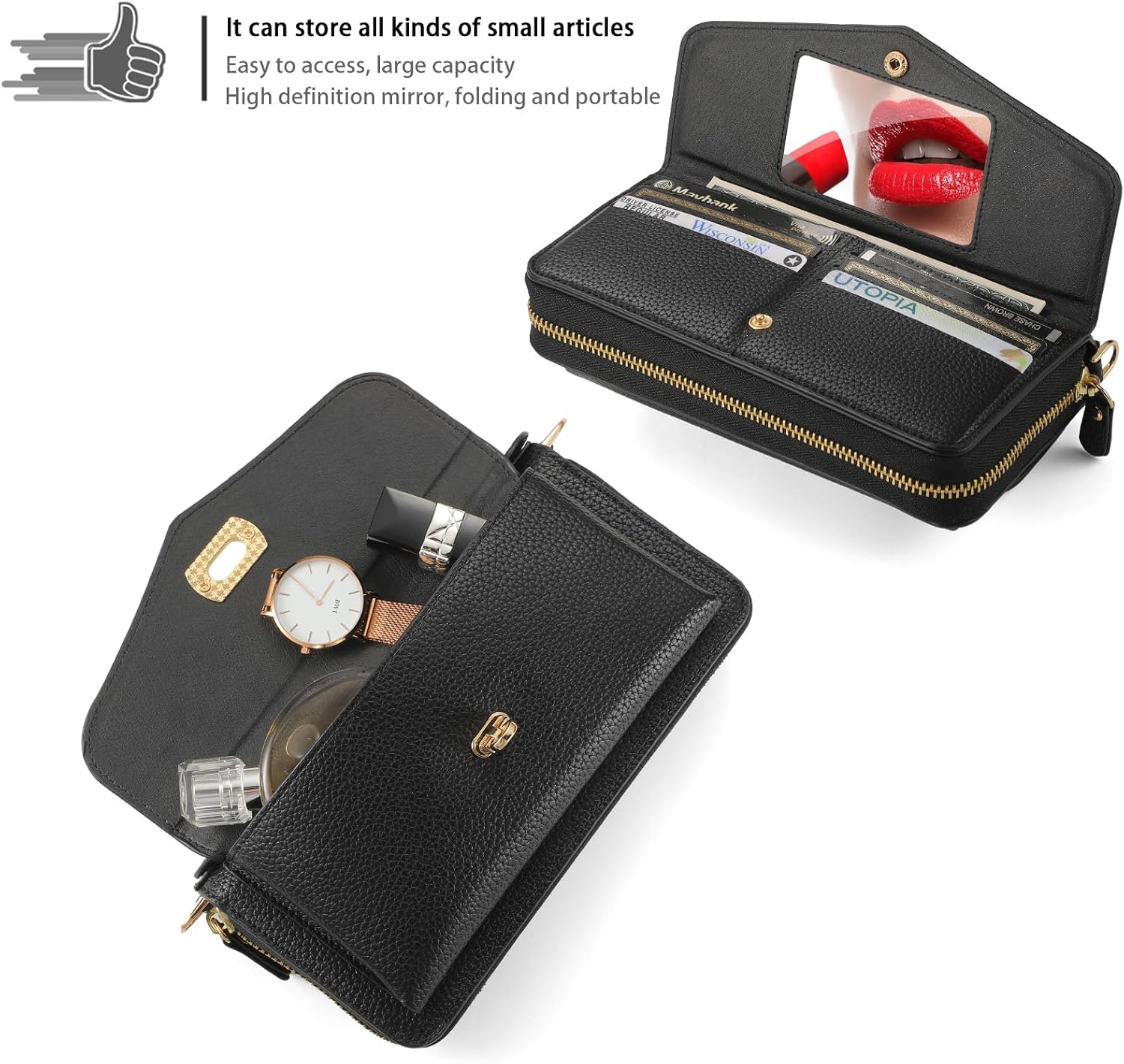 Crossbody Wallet Case for iPhone 17, PU Leather Zipper Handbag Phone Purse Magnetic... - Image 9