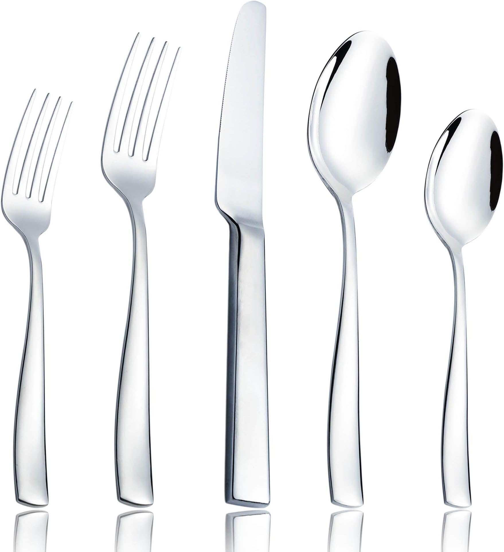 Silverware Set 20-Piece Flatware 18/8 Stainless Steel Cutlery Eating Utensils Forks Spoons Knives Sets, Mirror Polished Tableware Service for 4 Dishwasher Safe