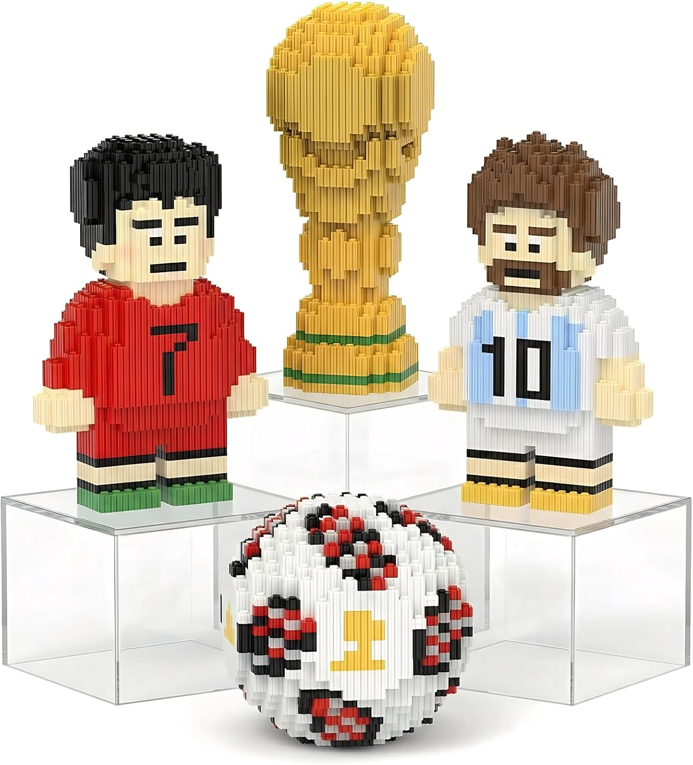 Soccer Building Blocks Set with Football Trophy and 2 Player Figures, 3400PCS World Cup Inspired Sports STEM Building Toy for Teens Adults Display Decor (Soccer)