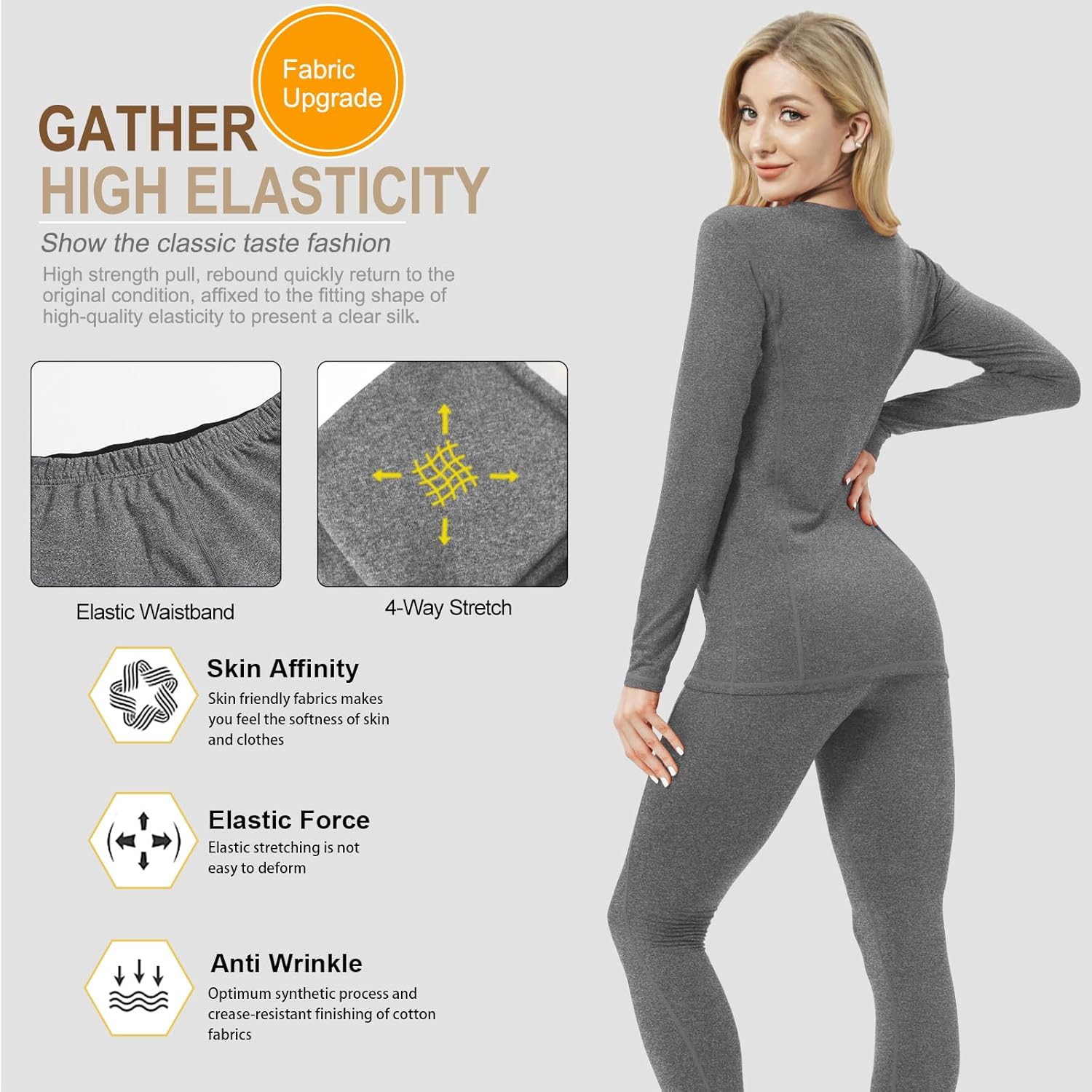 MEETWEE Women Thermal Underwear, Winter Warm Base Layer Compression Set, Fleece Lined Long Johns Running Skiing