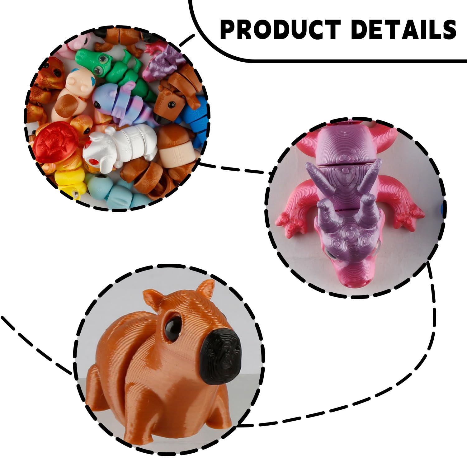 wellrun 18Pcs 3D Printed Animals Set,Colorful Movable Joint Mini 3D Printed Animal Figures,Flexible Fidget Toy,Cute Desk Decor for Home Office - Image 3