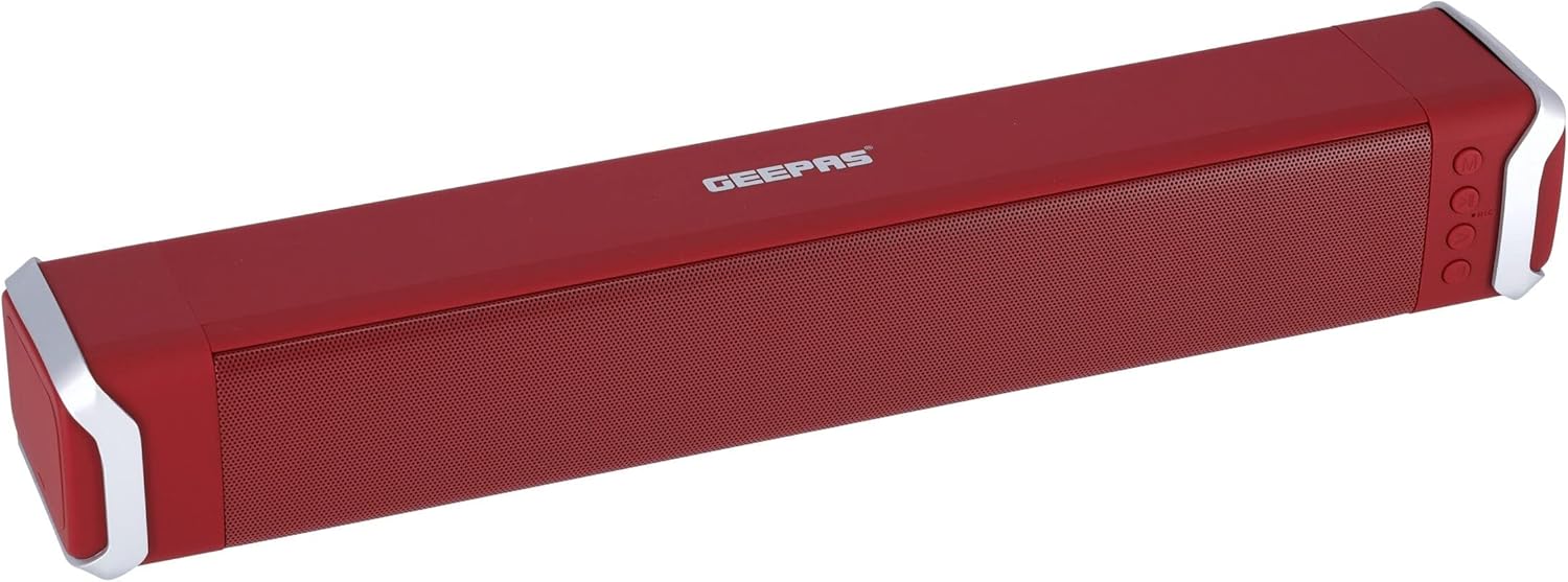 Geepas GMS11141UK Rechargeable Bluetooth Soundbar Speaker, Red Buy