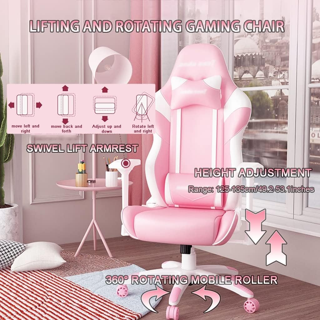 Sedia da Gioco Rosa Fresco Tenero per Ragazze - Sedia gaming - Immagine 5