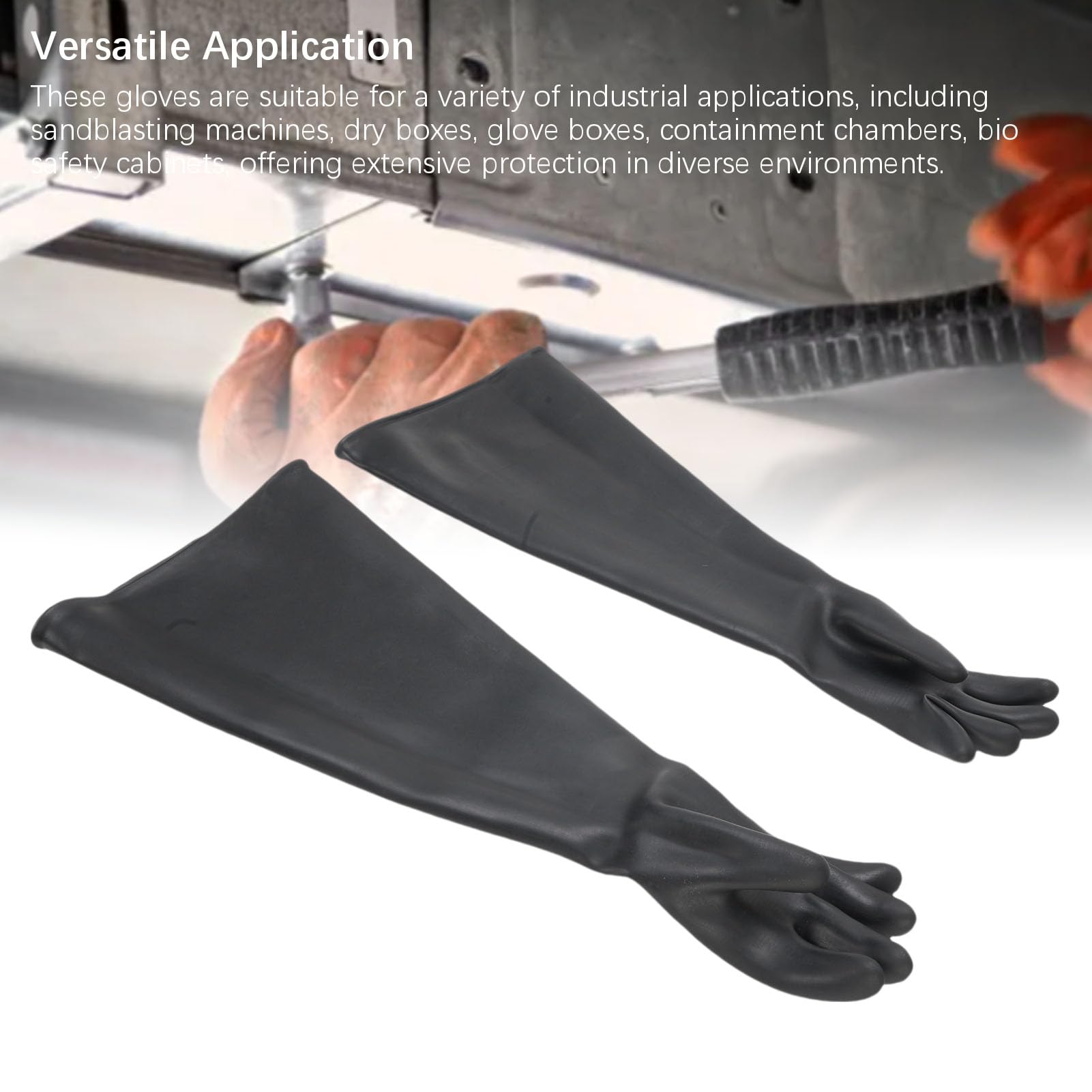 Gants de Sablage, Gants en Latex de 65 Cm pour Travaux de sécurité et de Protection au Sablage, pour Cabine de au Jet de Sable