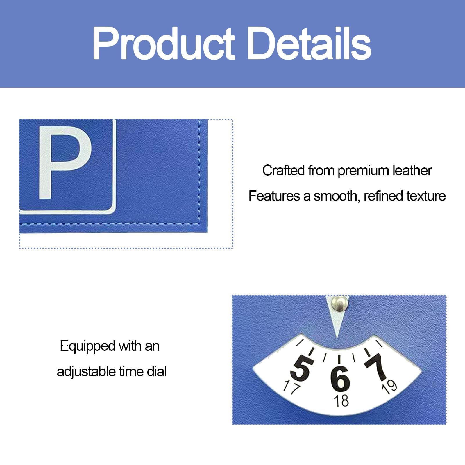 Disco horario Grande Modelo de Lujo para Estacionamiento de Lujo en Simil Cuero Suave, Modelo Grande 11 x 15 cm, Multilingüe, Ideal para Coches, Motos y Autocaravanas