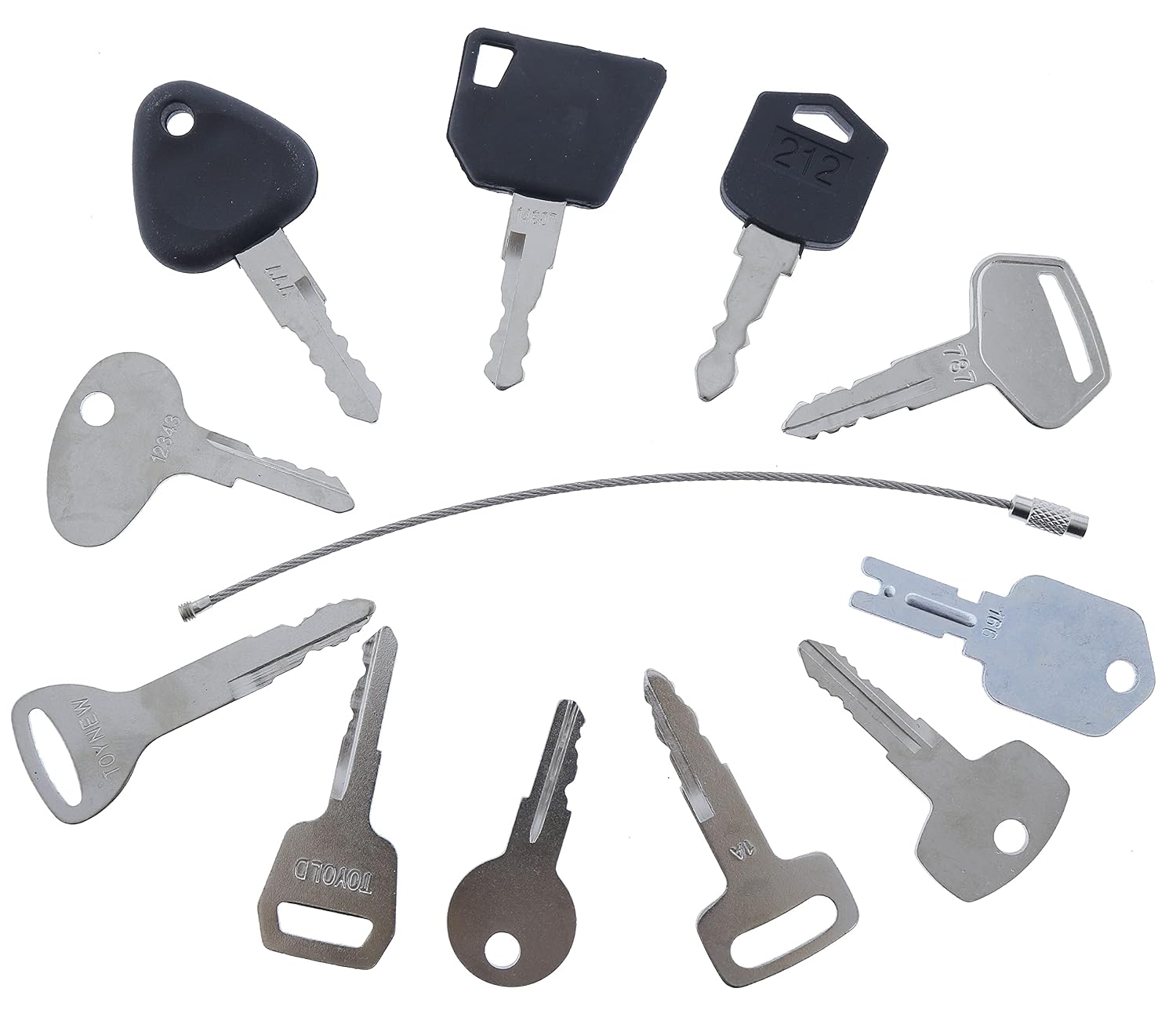 Solarhome 12 Forklift Key Set Forklift Keys Master Set for Yale Cat Clark Komatsu Toyota Doosan Nissan Hyster JCB Volvo Tornado Mitsubishi Forklift Keys Set