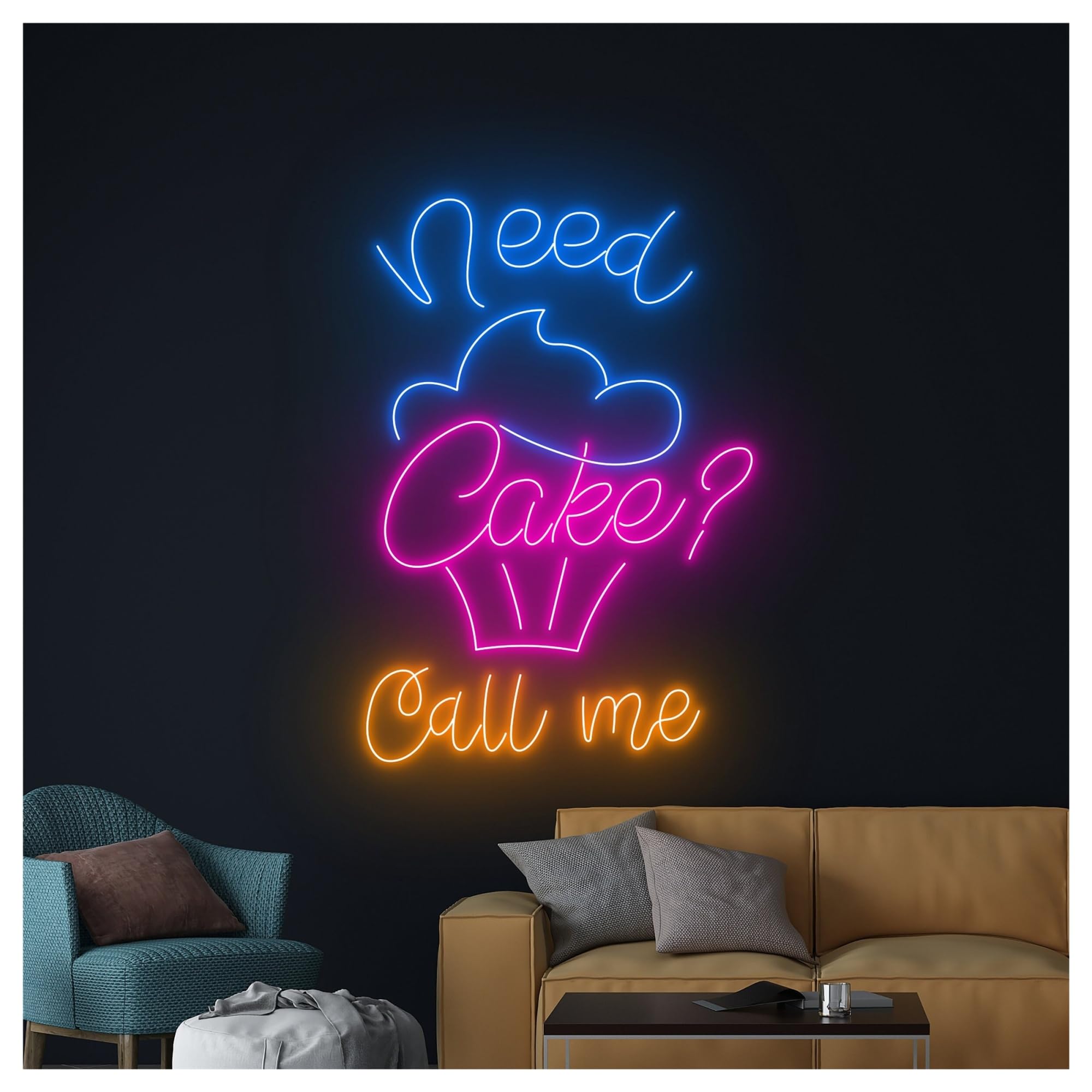 XENITE Luces Art Decoration Christmas Letrero De Neón Need Cake?luz LED Para Pastelería, Decoración Pared Para Restaurante, Tienda Comestibles, Escaparate, Entrada Comercial, 50cm