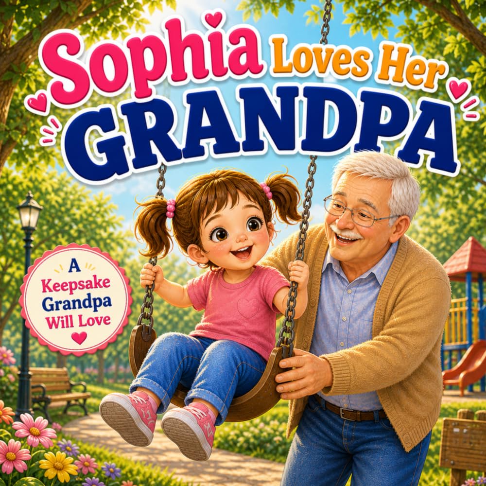 Sophia Loves Her Grandpa: Personalized Granddaughter Gift for Grandfather (Three Hearts Personalized Book Series (SOPHIA))