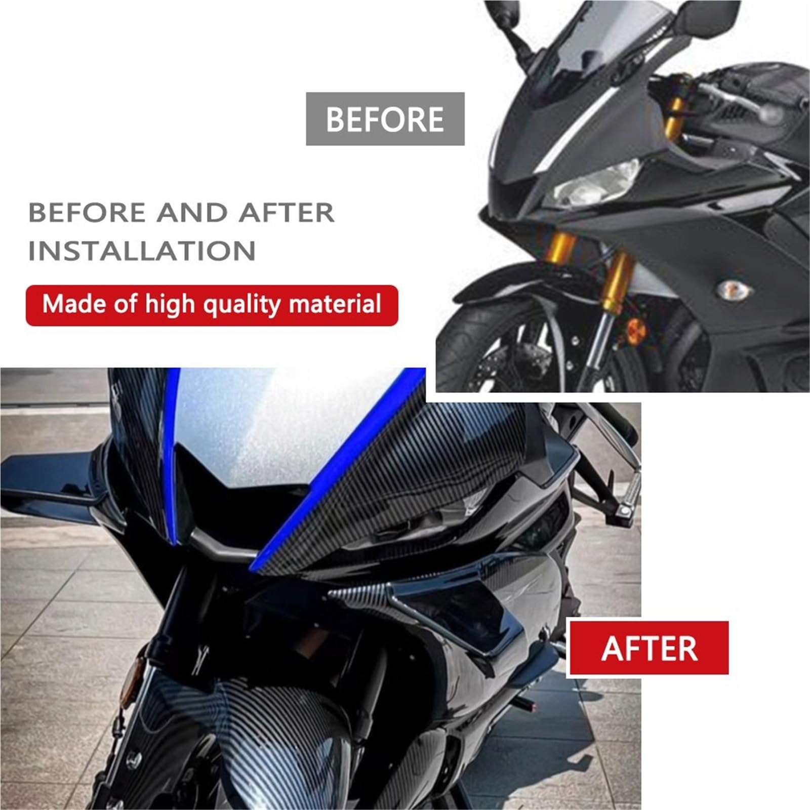Front Bumper Splitter dachowy Pasuje do YZFR3 2025 2024 YZFR25 YZF R3 R25 2019-2024 Spoilery przednie Winglet Skrzydło aerodynamiczne