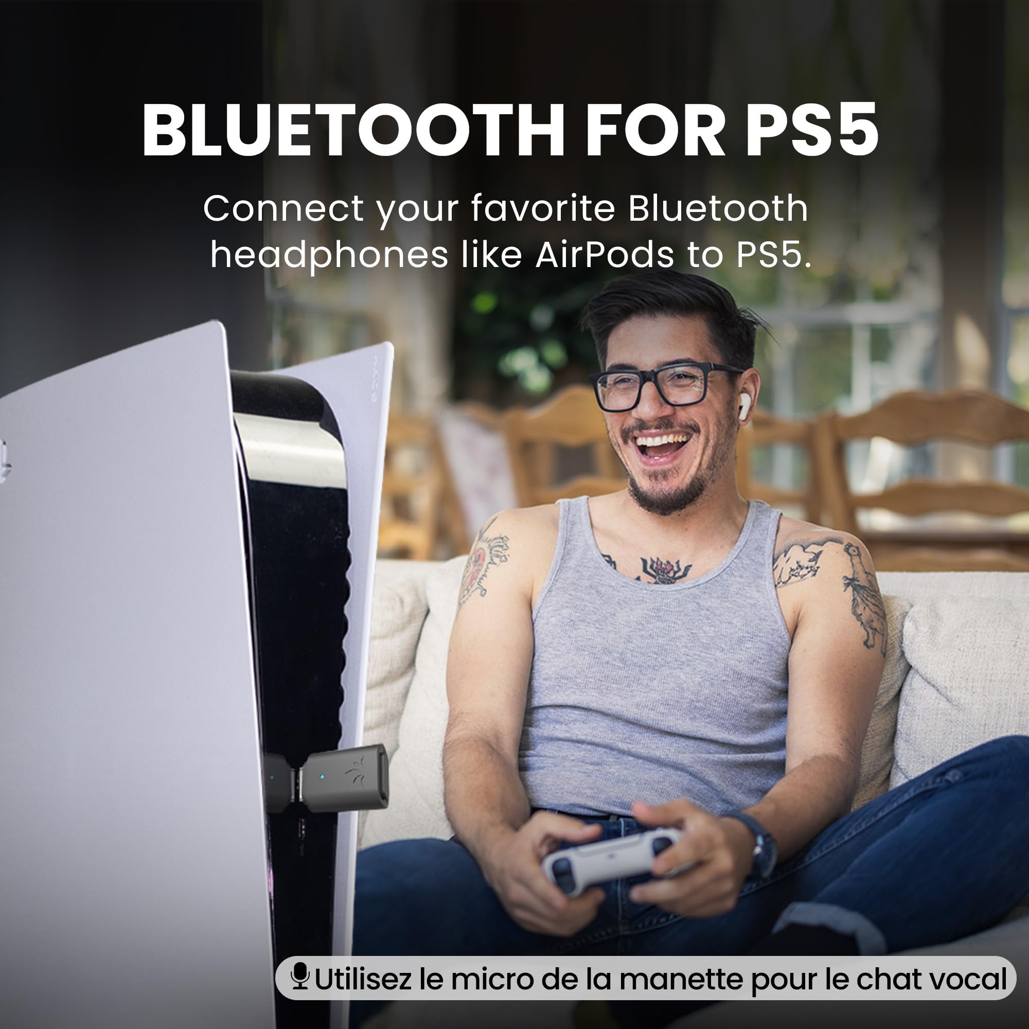 Avantree C81-Gaming – Adaptateur Audio USB-C Bluetooth 5.3 pour PS5, Puce Qualcomm, aptX Adaptive & HD, Son Premium, Compatible avec AirPods, Casques Bose & Plus